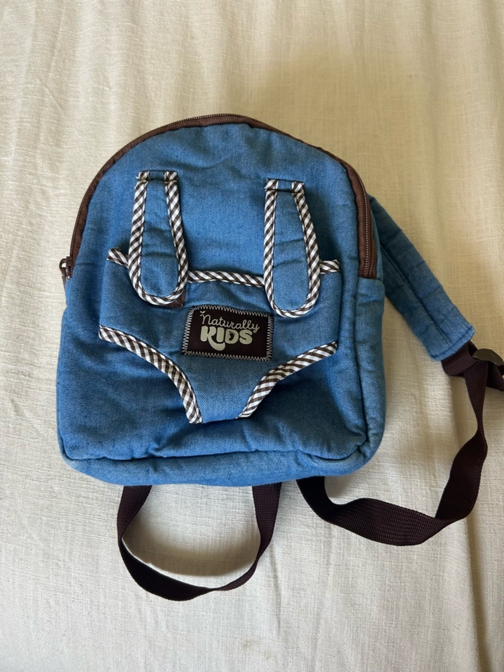 Blue Mini Backpack with Contrast Trim